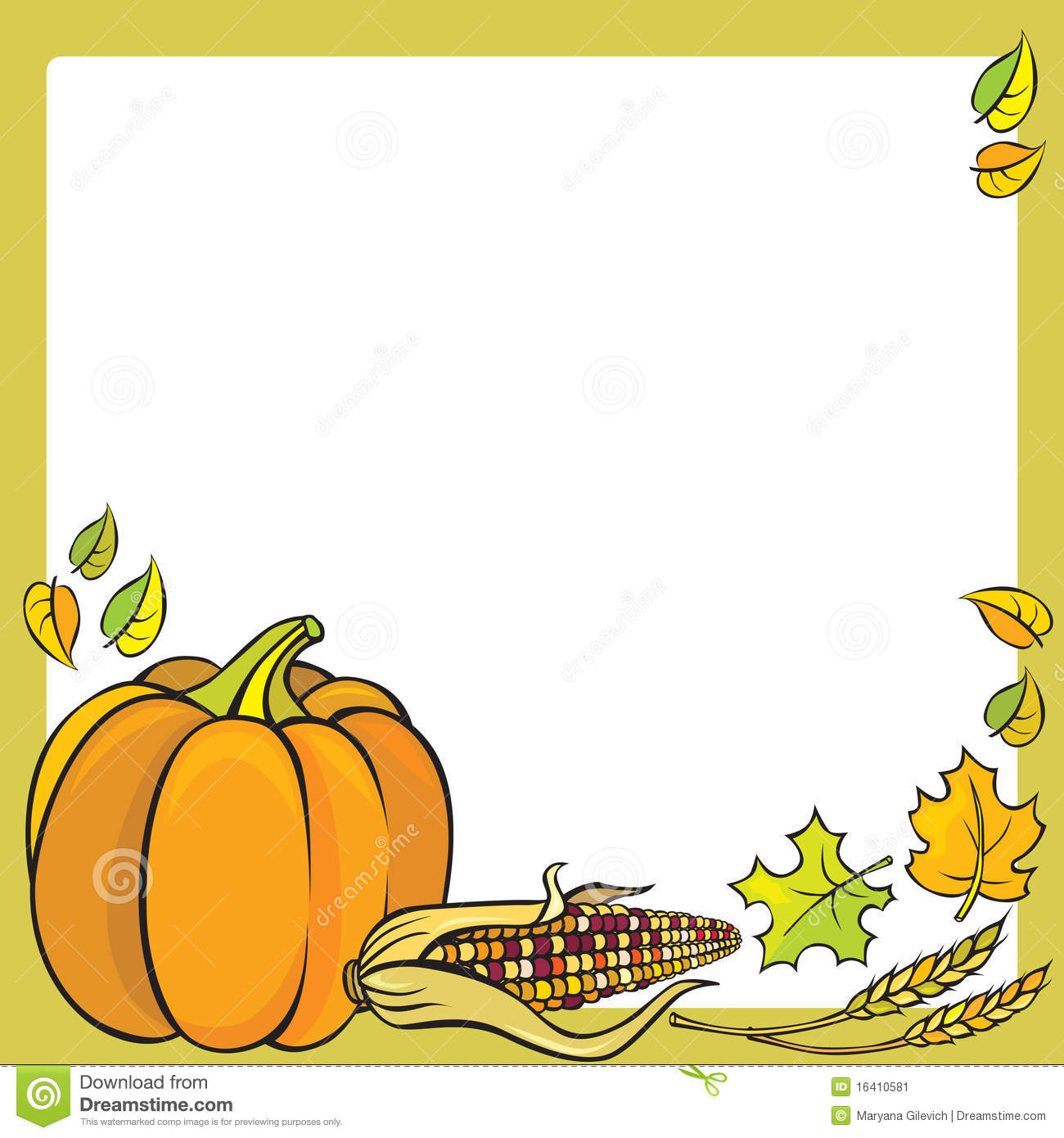 Thanksgiving Frame With Leaves Pumpkins And Corn 