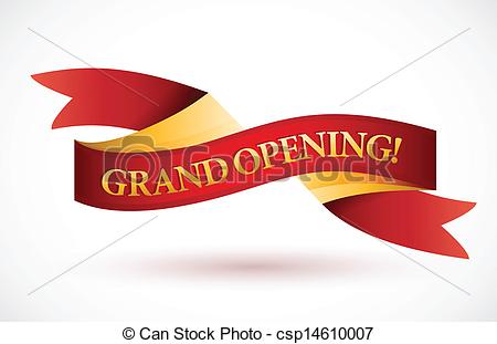 Vector Clipart Of Grand Opening Red Waving Ribbon Banner Illustration
