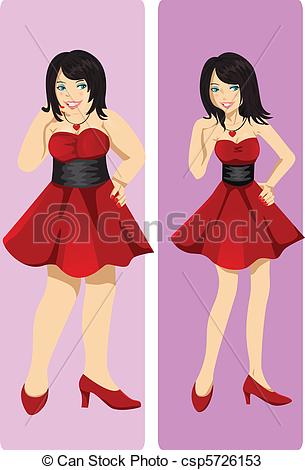 Weight Loss Concept Showing A Girl Transformation From Fat To Skinny