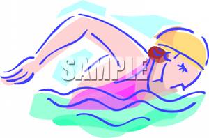 Woman Swimming   Royalty Free Clipart Picture