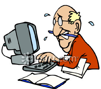 Working On A Computer Sweating To Meet A Deadline Clipart Image Jpg