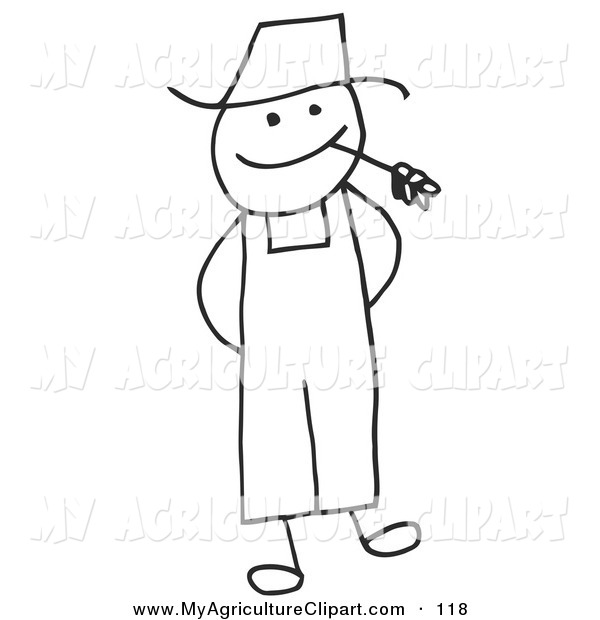 Agriculture Clipart Of A Friendly Stick Person Farmer Chewing On Straw