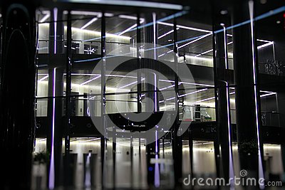 Artificial Light In Hall Of Modern Business Building Stock Photo    