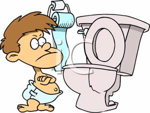     Boy Refusing To Go Potty In The Toilet   Royalty Free Clipart Picture
