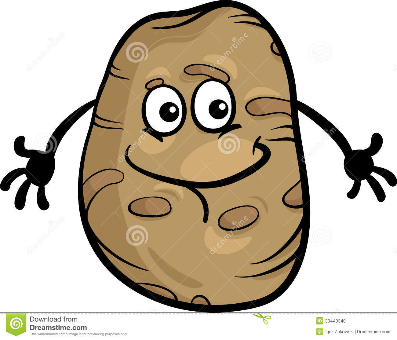 Cartoon Illustration Of Funny Comic Potato Vegetable Food Character