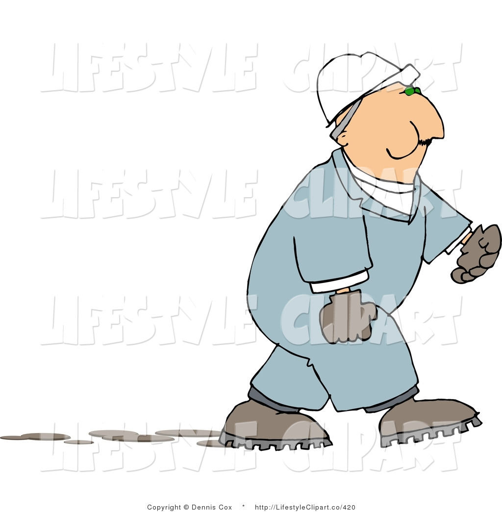Clip Art Of A Worker Man Chewing On Tobacco