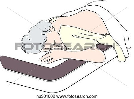 Clip Art Of Elderly Woman Lying On Stomach With Back Exposed Lower    