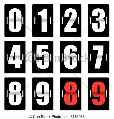 Clip Art Vector Of Number Clock Counter Black   Old Fashioned Number    