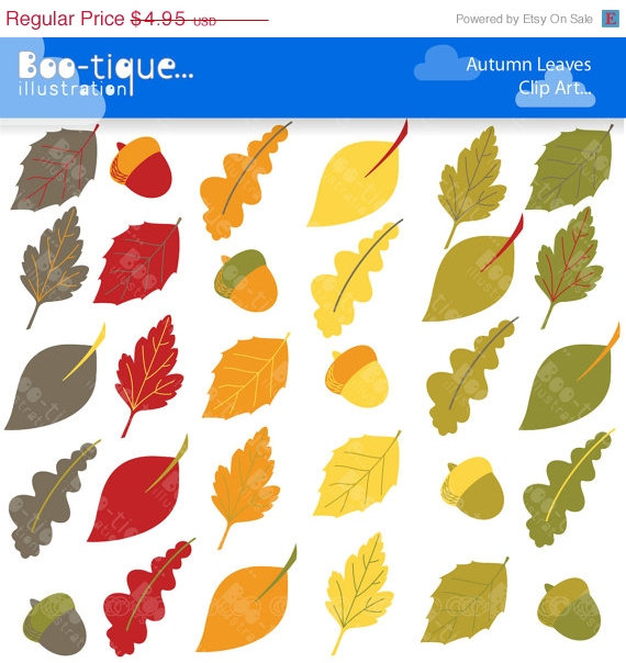     Clipart  Commercial Use  Autumn Leaves Clip Art  Fall Clip Art    Boo