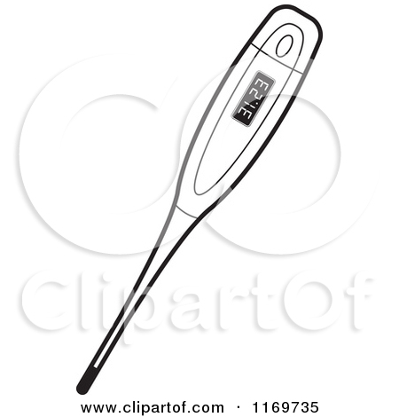 Clipart Of A Black And White Electronic Thermometer   Royalty Free    