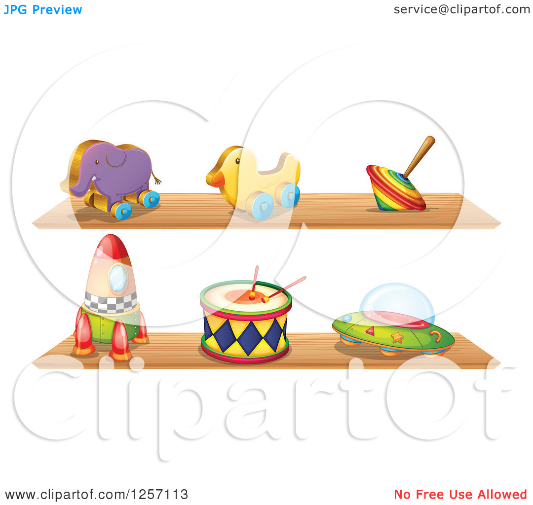 Clipart Of Toys On Shelves   Royalty Free Vector Illustration By