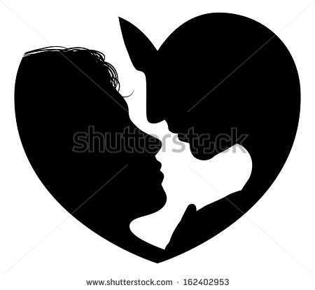 Couple Faces Heart Silhouette Concept  Silhouette Of Man And Womans