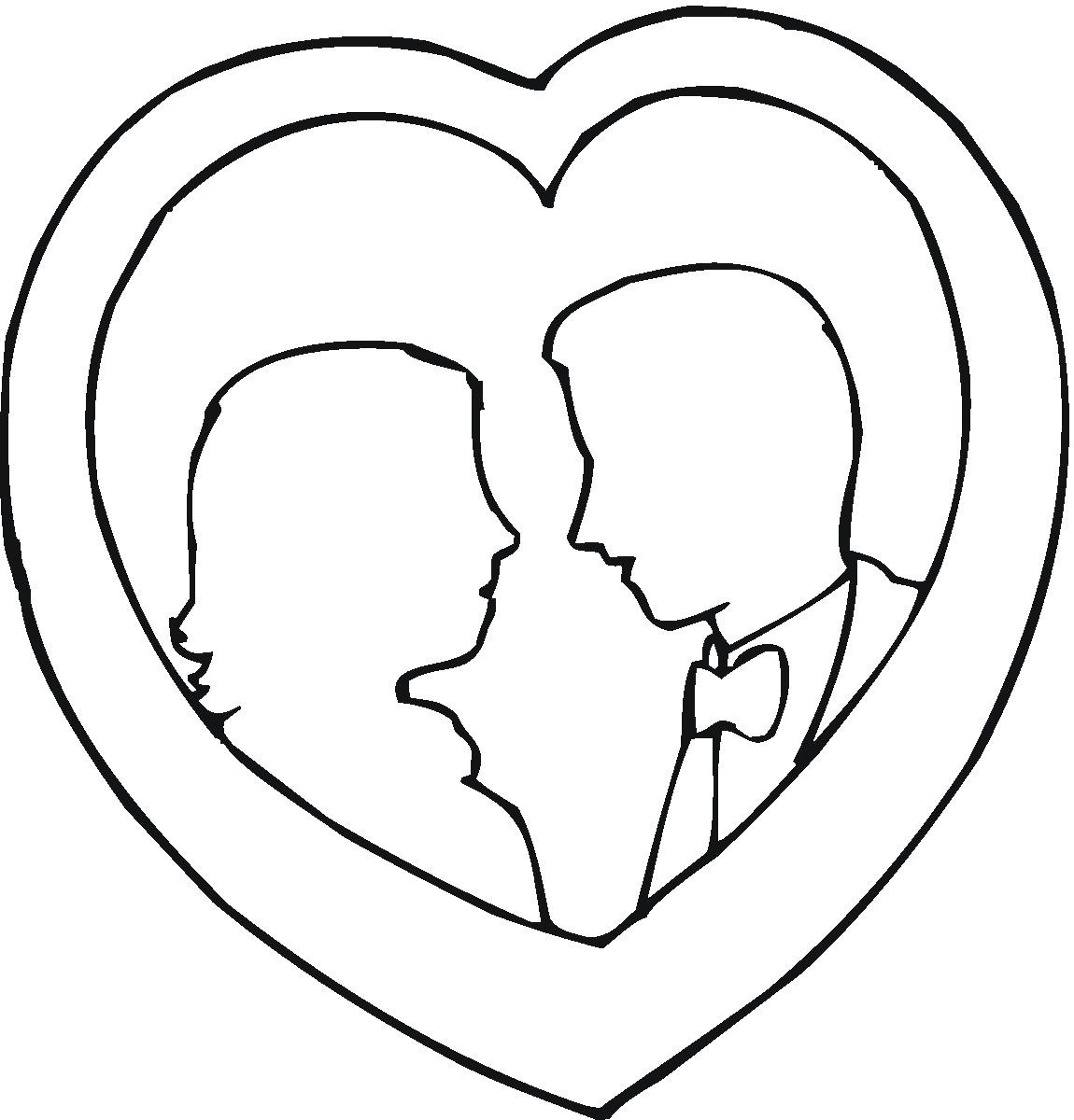Couple In Heart Outline Clip Art