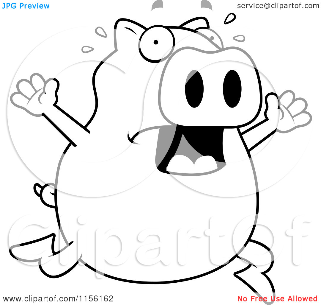 Fat Pig Clipart Black And White Cartoon Clipart Of A Black And