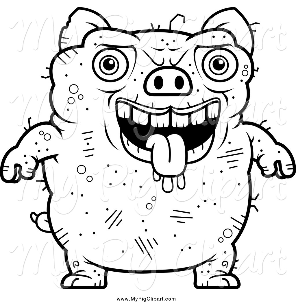 Fat Pig Clipart Black And White Royalty Free Stock Pig Clipart