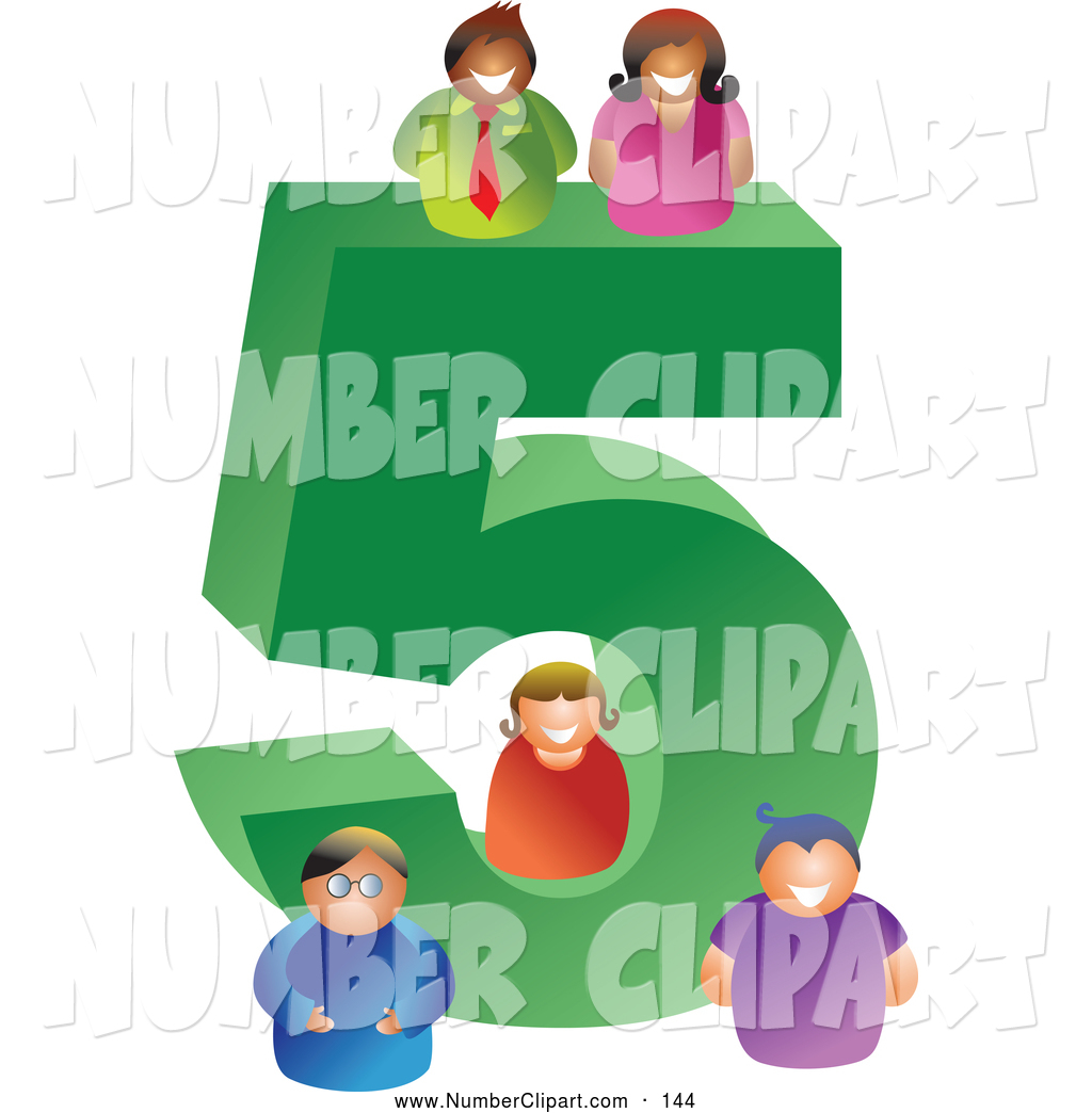 Larger Preview  Clip Art Of A Group Of People Around A Large Number 5    