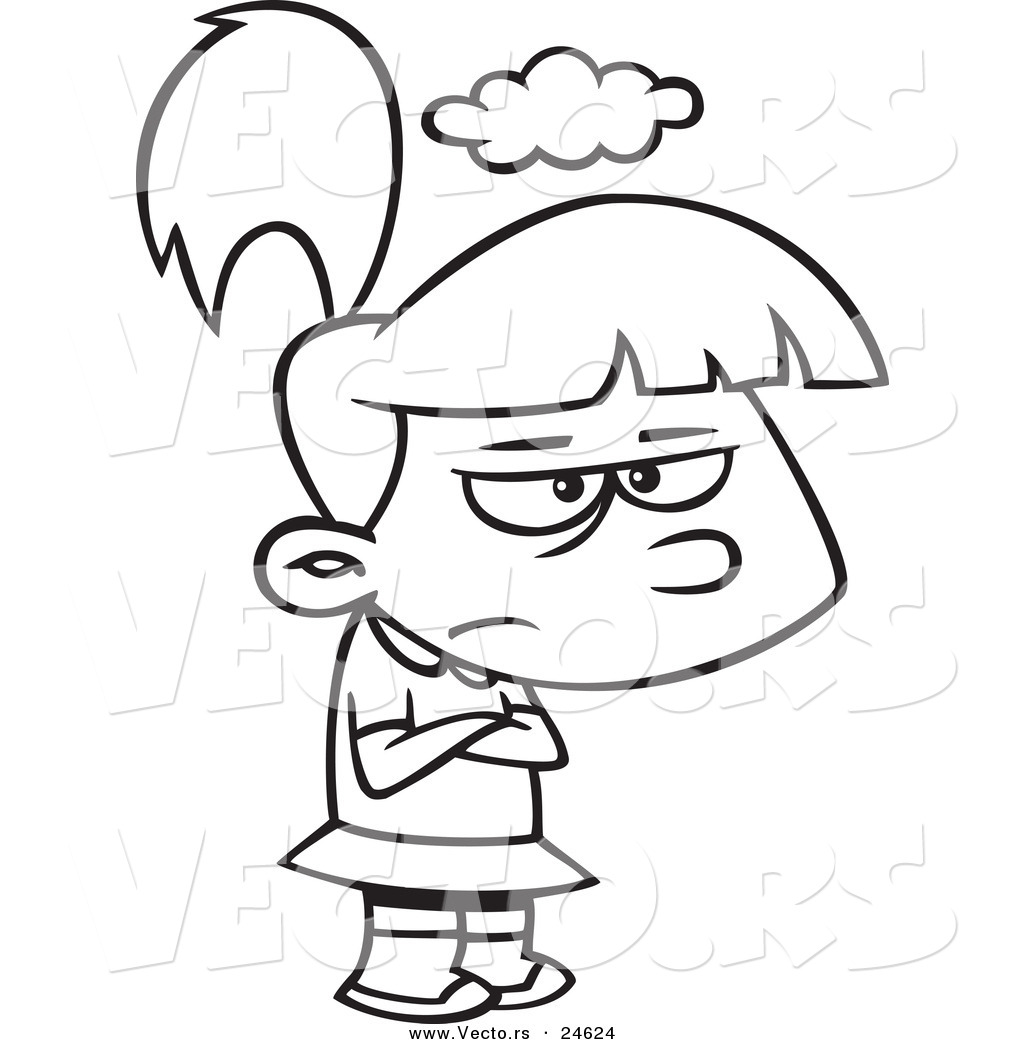 Larger Preview  Vector Of A Cartoon Grumpy Girl With A Cloud Over Her    