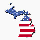 Michigan Map Flag   Royalty Free Clip Art