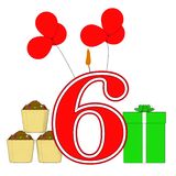 Number Six Candle Means Festive Occasion Royalty Free Stock Photos