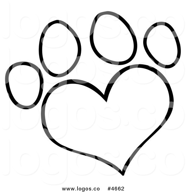     Of A Black And White Heart Shaped Dog Paw Print By Hit Toon    4662