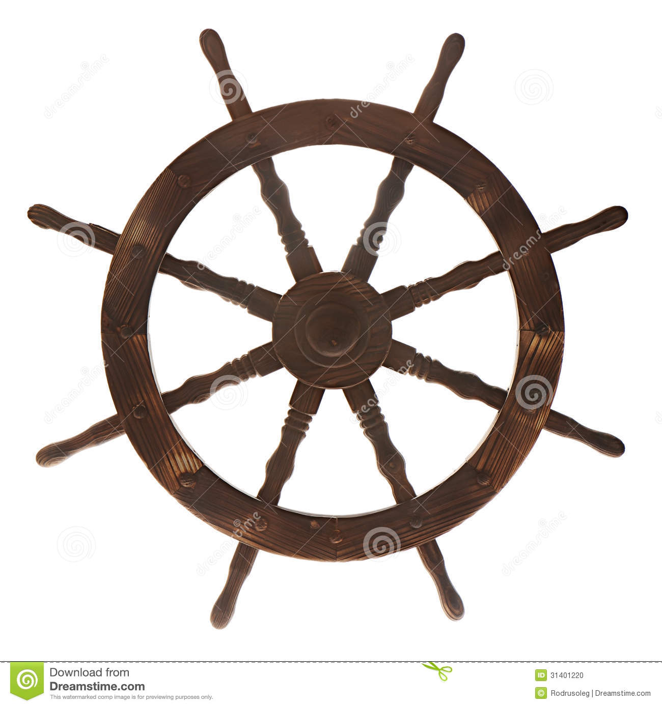 Old Boat Steering Wheel Isolated On White Background  Stock Photo    