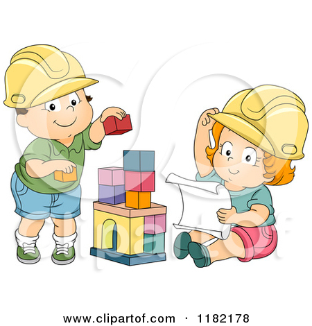 Playing With Blocks   Royalty Free Vector Clipart By Bnp Design Studio