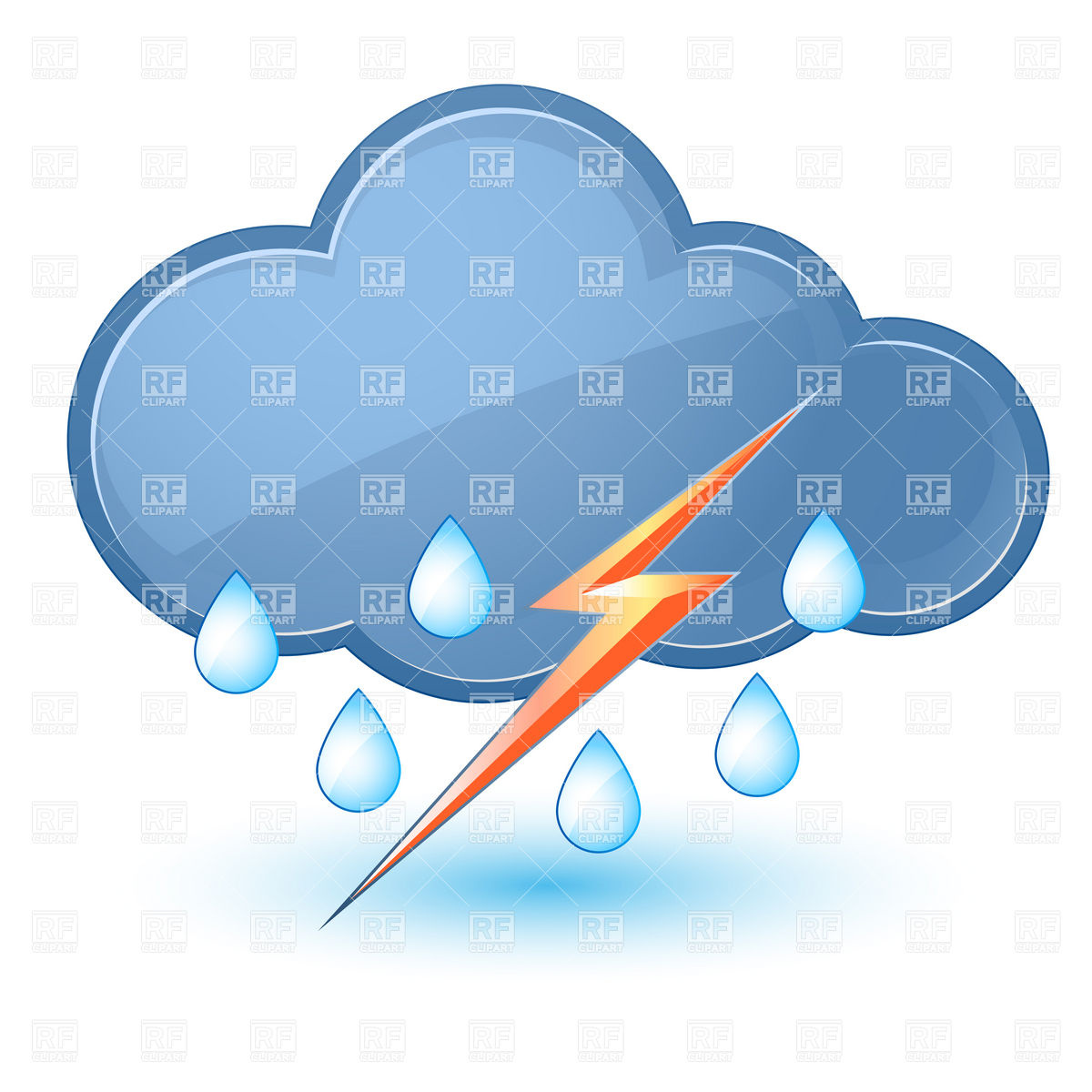 Rainy Cloud With Lightning Icons And Emblems Download Royalty    