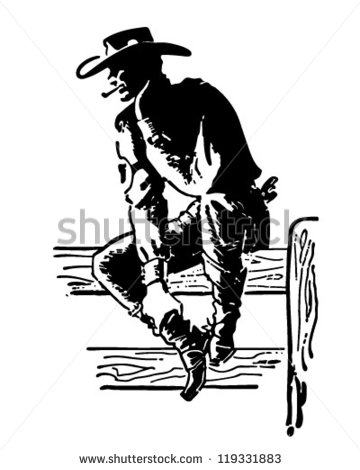 Rodeo Cowboy   Retro Clipart Illustration   Stock Vector