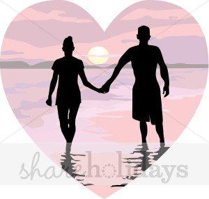 Silhouette Couple Heart Clipart