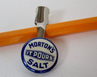Vintage Collectible Mortons Salt It Pours Advertising Pencil Clip 1940