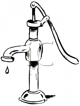2915 0428 Black And White Old Fashioned Water Pump Clipart Image Jpg