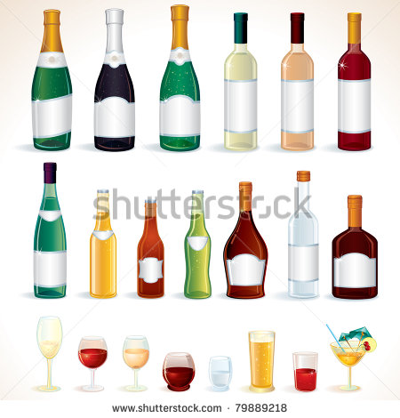 Alcoholic Drinks Icons Illustrations Vector Clip Art Isolated 79889218