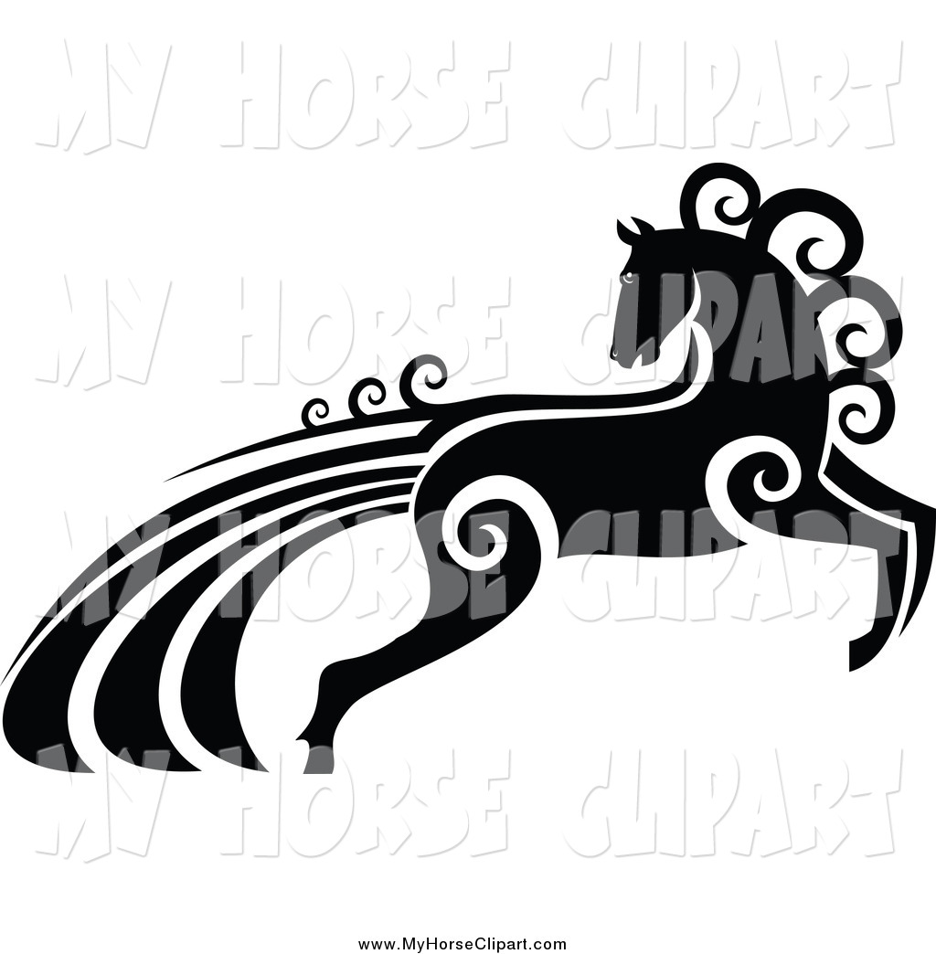 Black And White Horse With Swirl Hair Black And White Unicorn And    