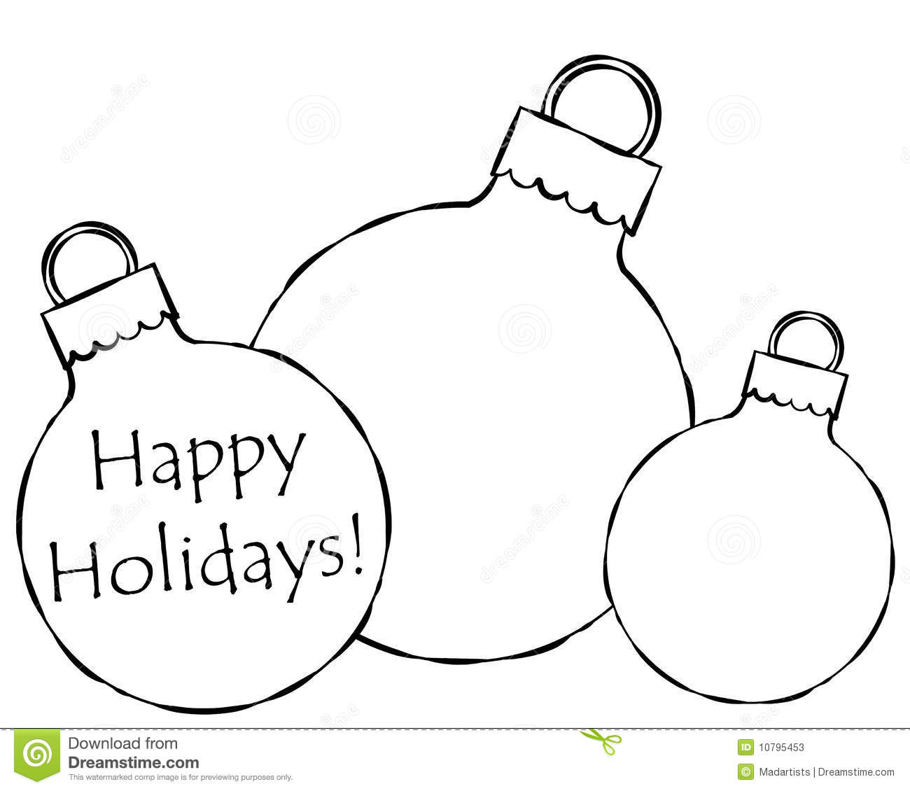 Black And White Illustration Featuring Christmas Ornaments   Some