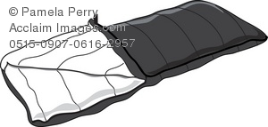 Black And White Sleeping Bag Clipart   Black And White Sleeping Bag