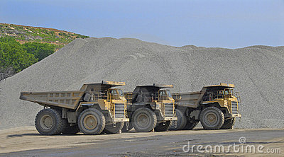 Caterpillar Dump Trucks At Stone Quarry  This Is A Cropped Version