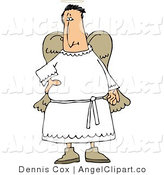 Clip Art Of A Confused Angel Standing In White With Wings And A Halo