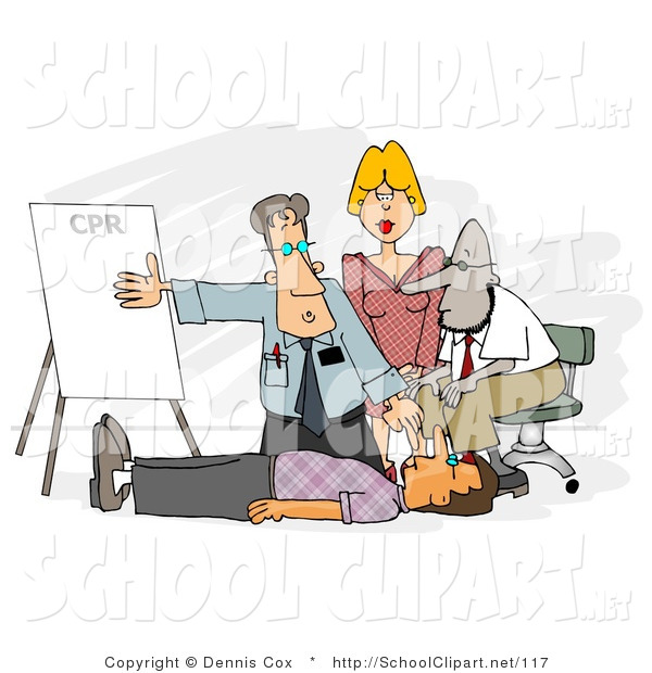 Clip Art Of A Doctor Teaching Cpr To His New Hospital Employees By
