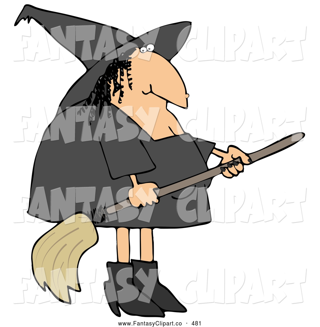 Clip Art Of A Fat White Female Witch With A Wart On Her Nose Wearing