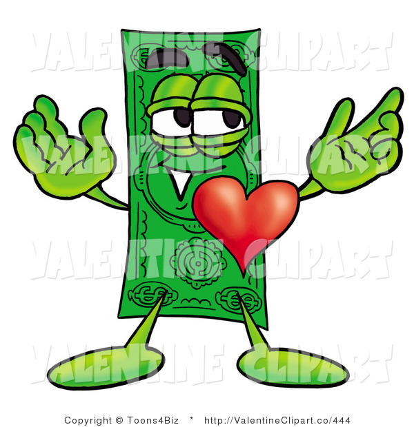 Clip Art Of A Green Dollar Bill Mascot Cartoon Character With His