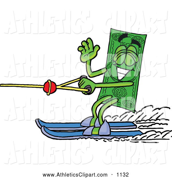 Clip Art Of Ahappy Dollar Bill Mascot Cartoon Character Waving While