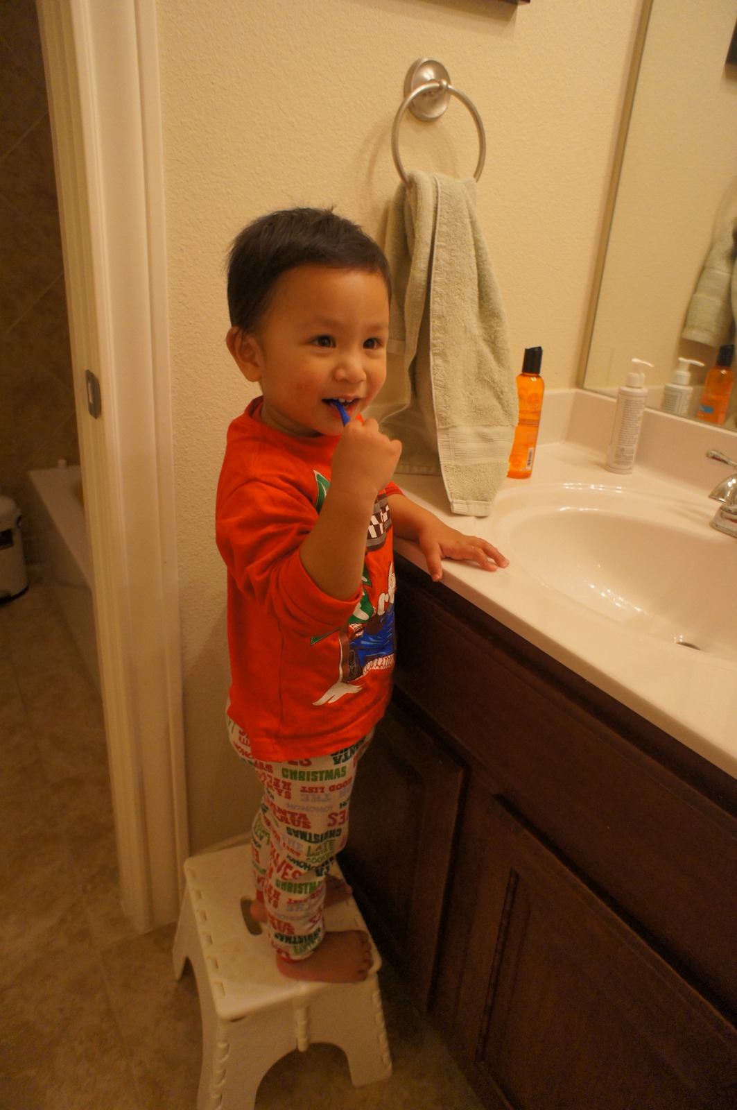 Darwin The 2 Year Old Toddler Brushing Teeth Stock Photo  Full Size    