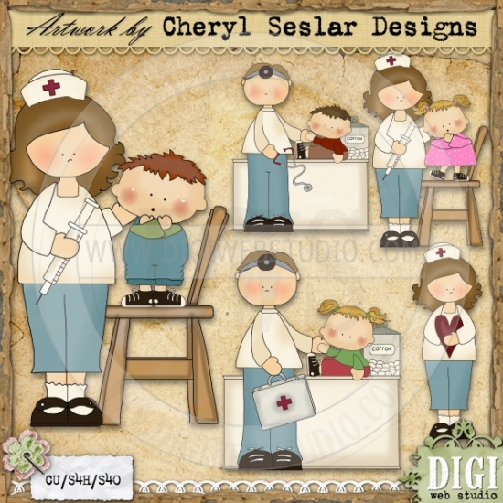 Doctor S Office Tots 1   Exclusive Cheryl Seslar Clip Art   Digi Web