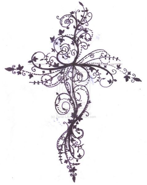 Feminine Cross Tattoo Design For Women