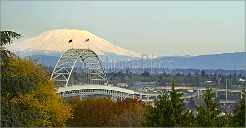 Fremont Bridge Portland Oregon Panorama Pics  Stock Image To Download
