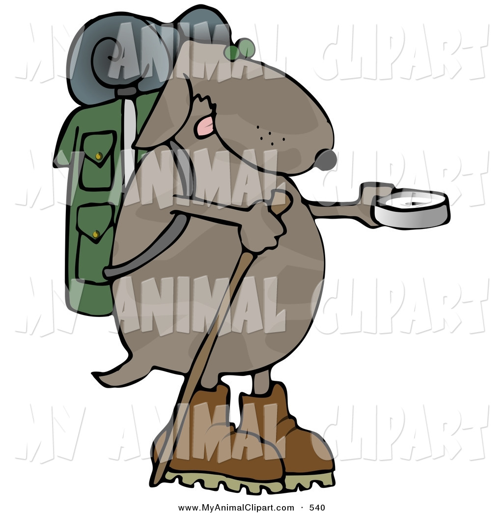 Larger Preview  Clip Art Of A Dog Using A Compass To Find Direction