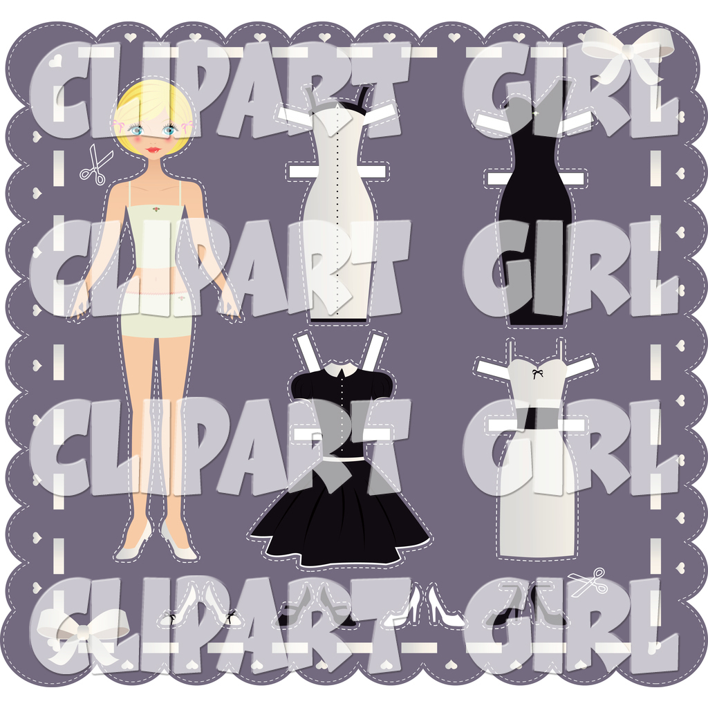 Larger Preview  Clip Art Of A Pretty Blond Teenage Girl Paper Doll On    