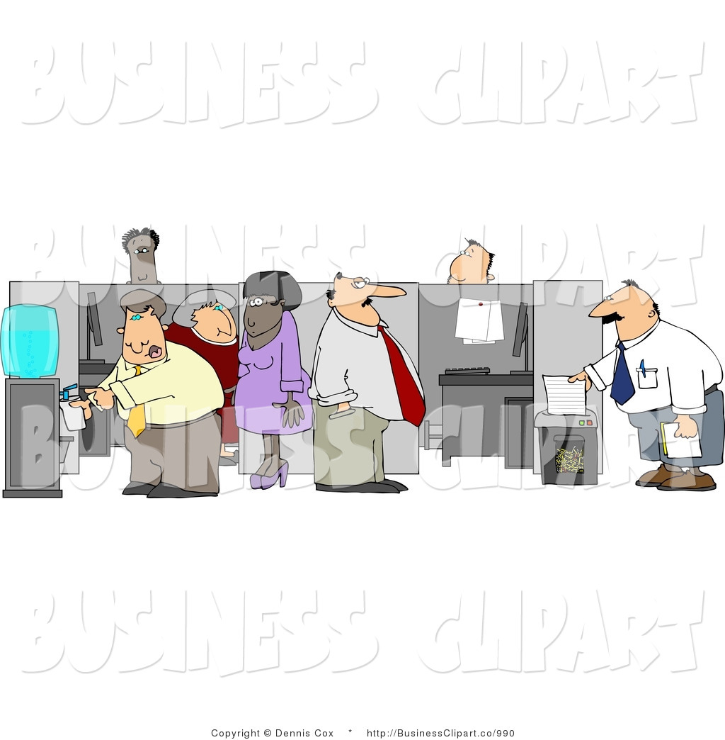 Larger Preview  Clip Art Of Employees And Cubicles At The Office By