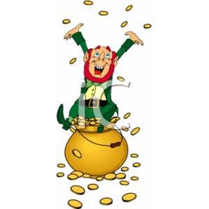 Leprechaun Throwing Coins In Joy