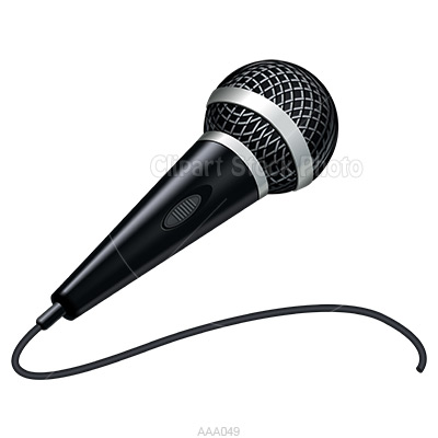 Microphone Clip Art Handheld Black And White Mic Graphic Illustration